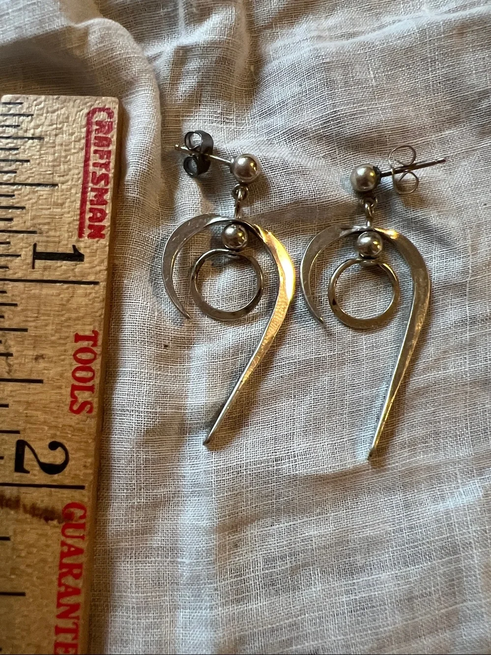 Vintage Sterling Silver Dangle modernist earrings